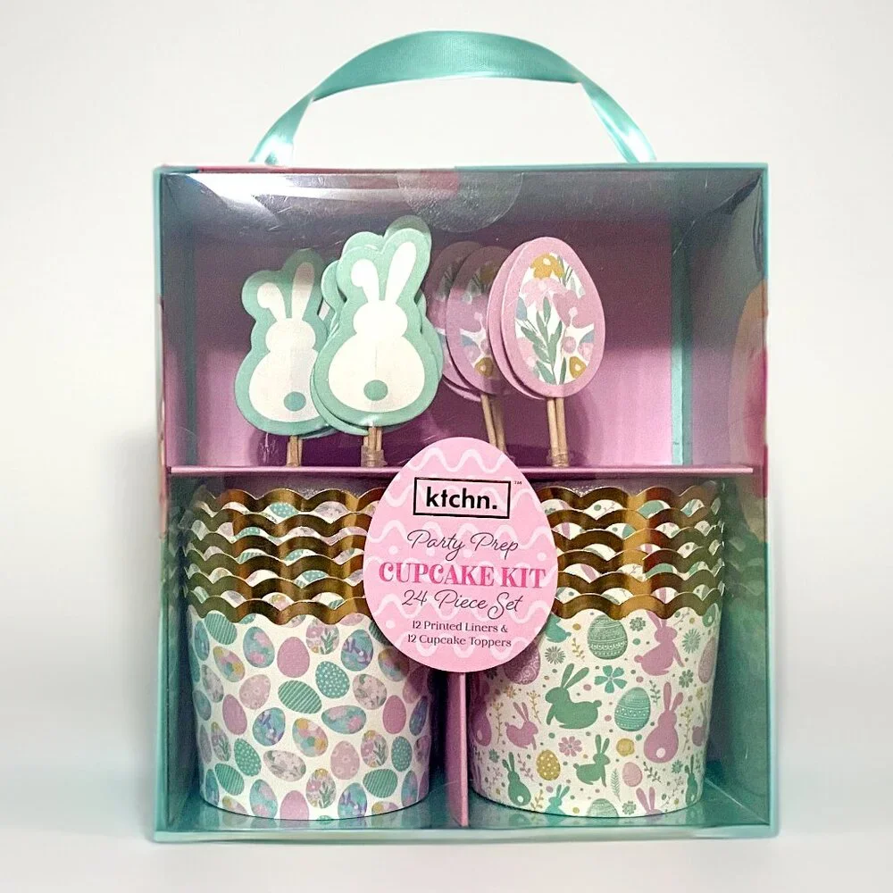 ktchn Party Prep Cupcake Kit 24 Piece Set,12 Printed Liners & 24 Cupcake Toppers